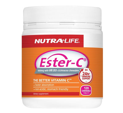 Ester C 1000mg & Vit D3+Echinacea Chews - Apex Health