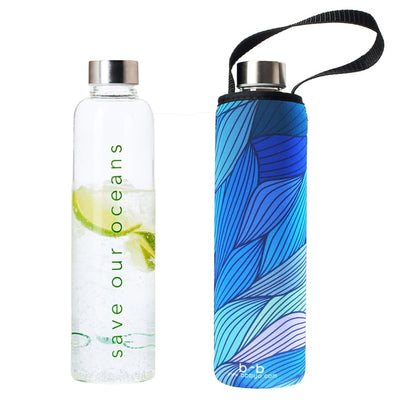 Glass is Greener Bottle + Carry Cover - Tide Print - Apex Health