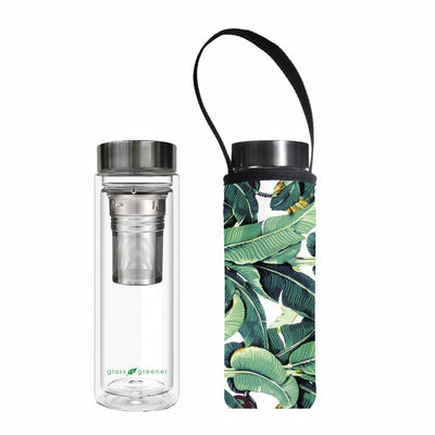 Glass is Greener Tea Flask + Carry Cover - Banana Print - Apex Health